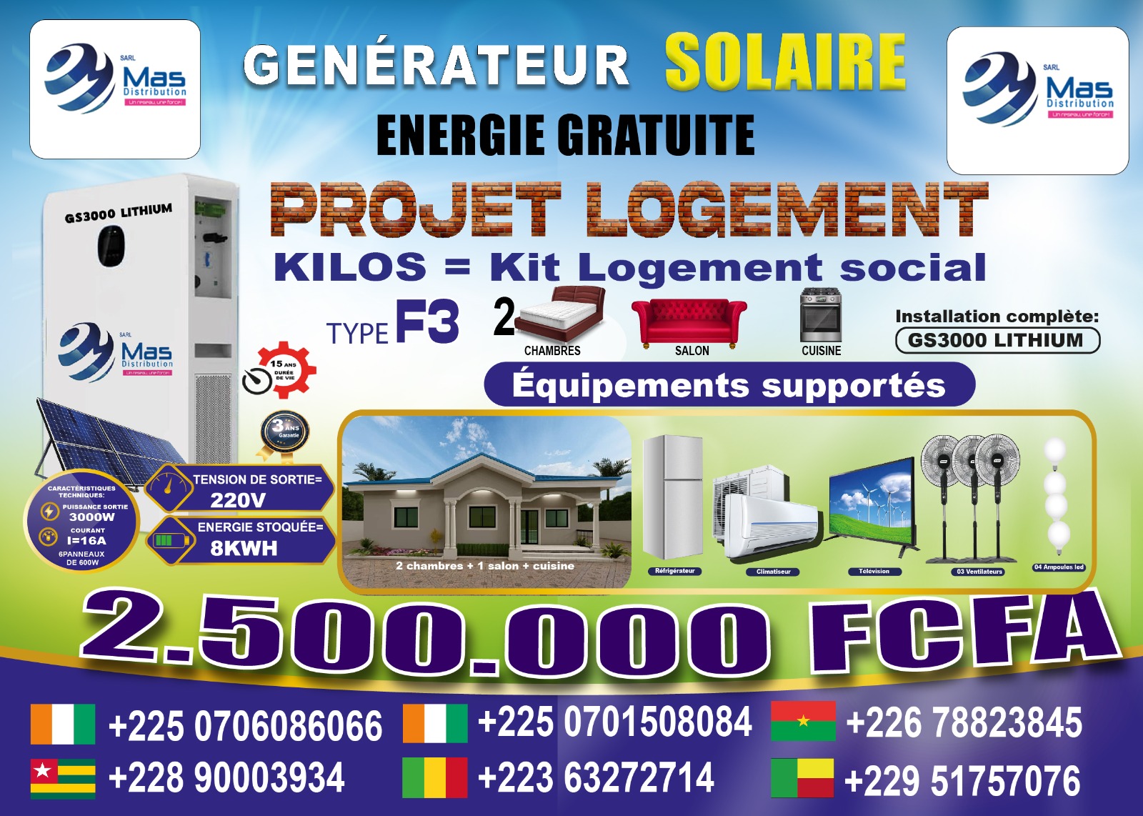 KILOS — Kit Logement Social Type F3 (GS 3000 Lithium)