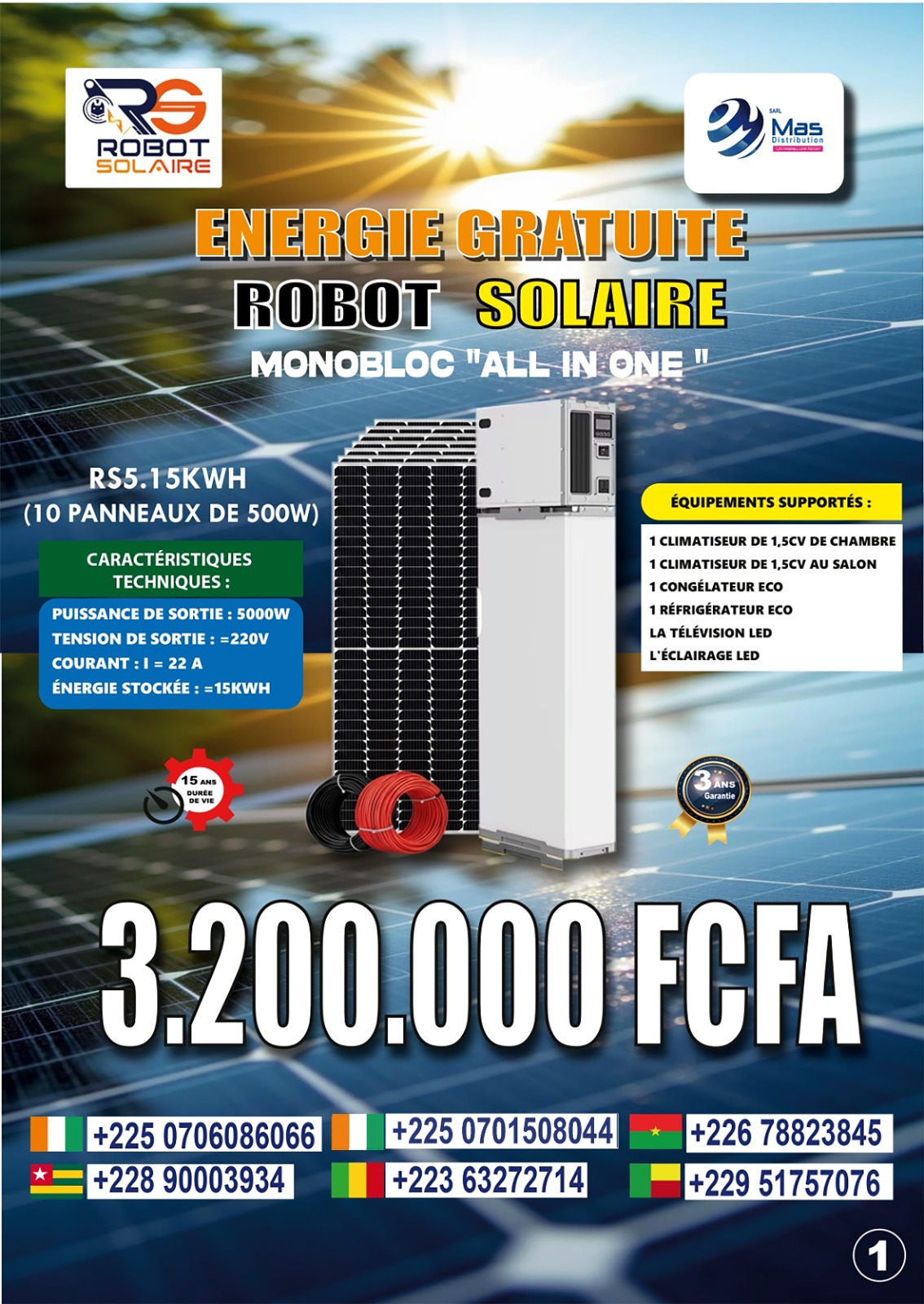 Robot Solaire Monobloc RS5.15 kWh